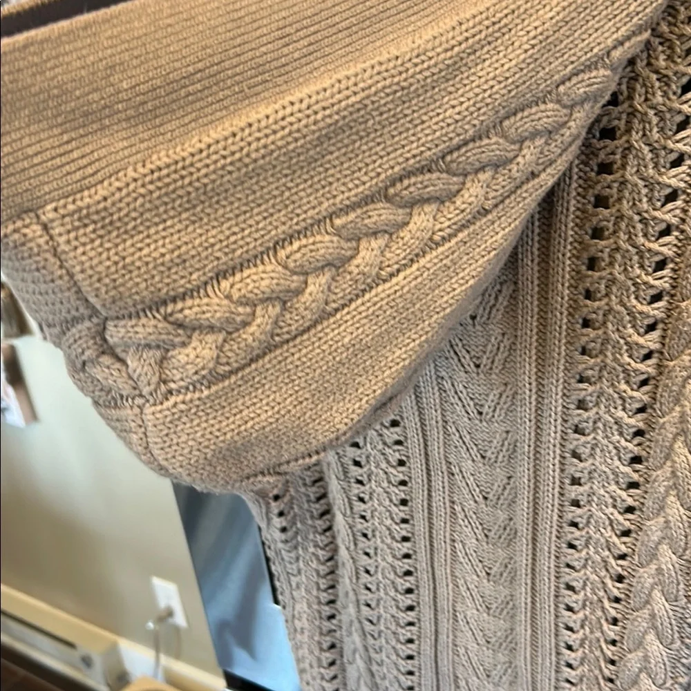 BCBGeneration Taupe Open-Knit Short Sleeve Cardigan